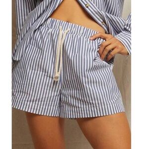 Perfect White Tee Women’s Striped Blue and White Drawstring Shorts